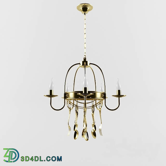 Ceiling light - Wrought iron chandelier with spoons