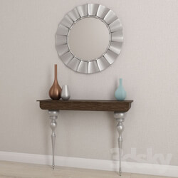 Table - Console table with mirror and vases 