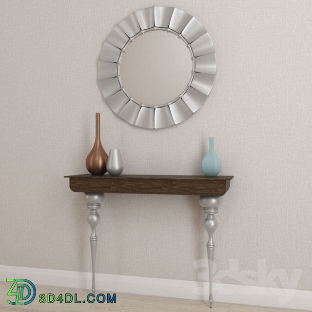 Table - Console table with mirror and vases