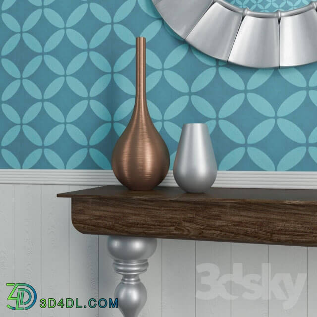 Table - Console table with mirror and vases