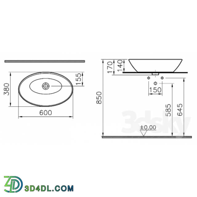 Wash basin - Sink VitrA Geo 4423B003 _60 cm_