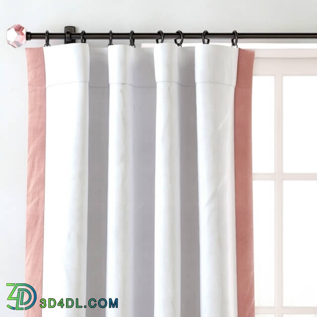 Curtain - RH _ BORDERED COTTON CANVAS DRAPERY PANEL