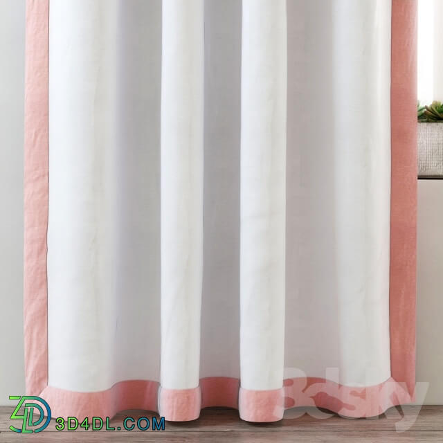 Curtain - RH _ BORDERED COTTON CANVAS DRAPERY PANEL