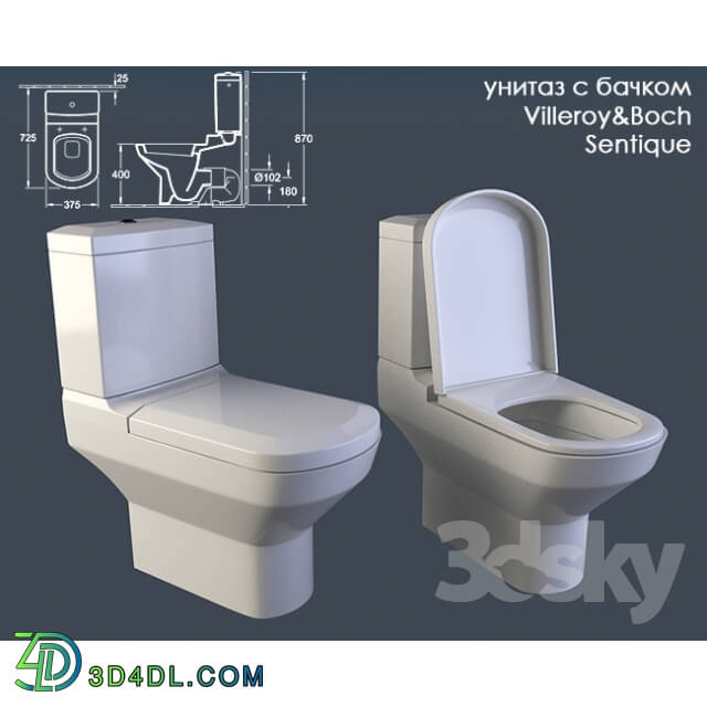 Toilet and Bidet - toilet cistern with Villeroy _amp_ Boch Sentique