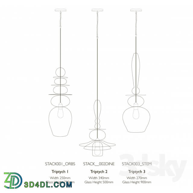 Ceiling light - Triptych Stacks