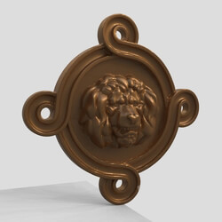 Decorative plaster - Bas-relief of a lion__39_s head 