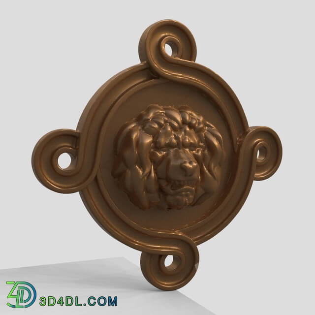 Decorative plaster - Bas-relief of a lion__39_s head
