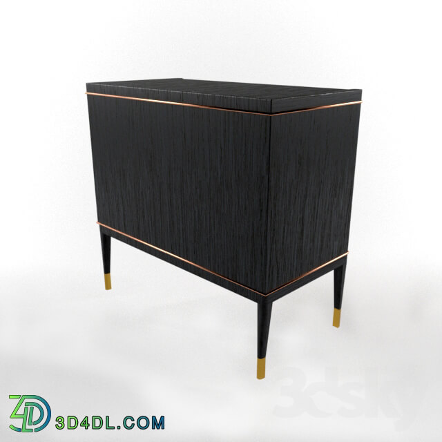 Sideboard _ Chest of drawer - Kathy Kuo Home Adorno Hollywood Regency Walnut Ebony Brass 3 Drawer Nightstand