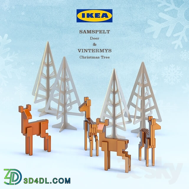 Other decorative objects - IKEA__39_s SAMSPELT Deer _amp_ VINTERMYS Christmas Tree