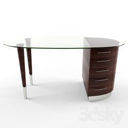 Office furniture - wooden desk with glass top 