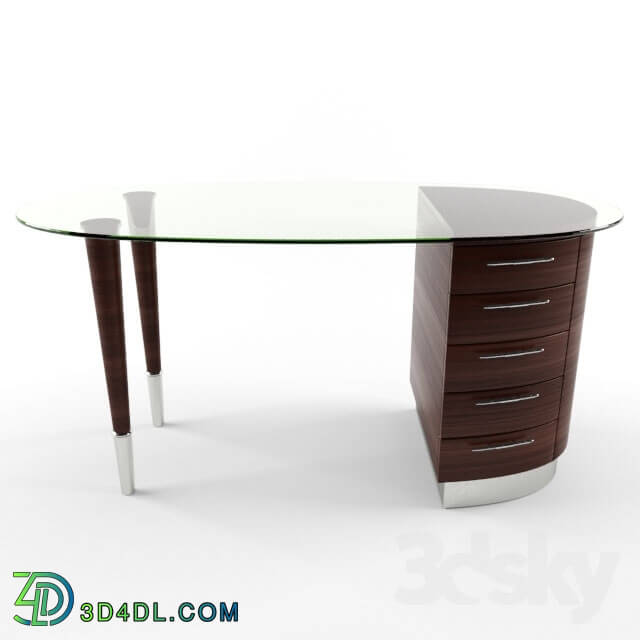 Office furniture - wooden desk with glass top