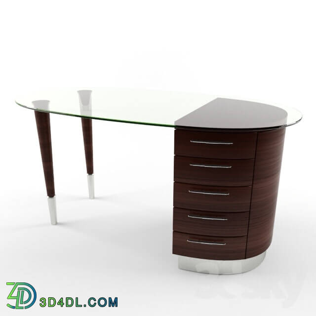 Office furniture - wooden desk with glass top