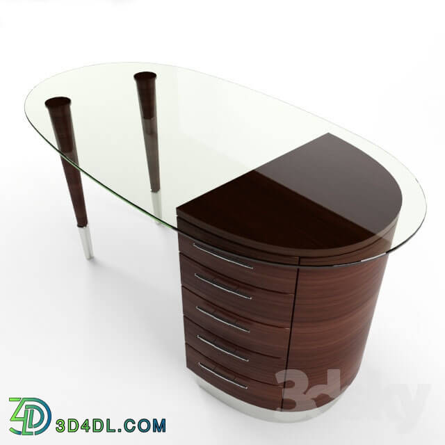 Office furniture - wooden desk with glass top