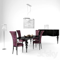 Table _ Chair - Purple dinner chair _ table 