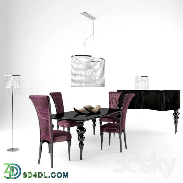 Table _ Chair - Purple dinner chair _ table