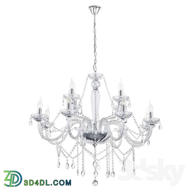 Ceiling light - 39102 Chandelier BASILANO 1_ 12x40W _E14__ glass _ transparent