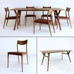 Table _ Chair - Tate Leather Dining Chair _ Mid-century dining table 