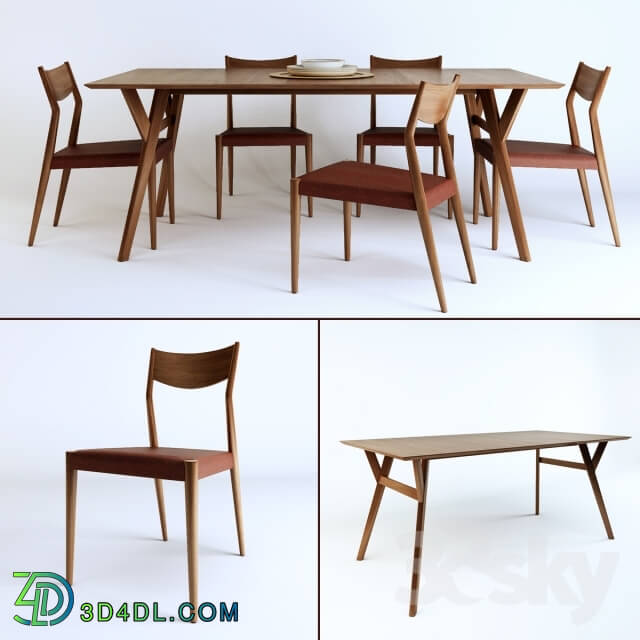 Table _ Chair - Tate Leather Dining Chair _ Mid-century dining table