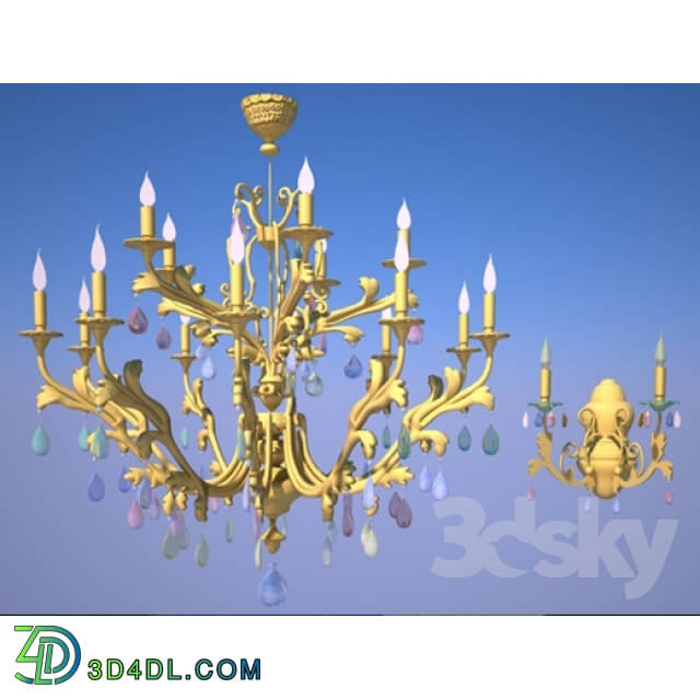 Ceiling light - Sordon chandelier and wall brackets