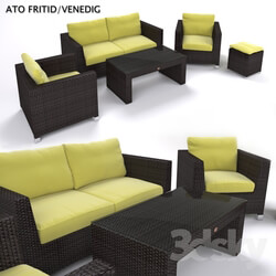 Sofa - ATO Venedig set of artificial rattan 