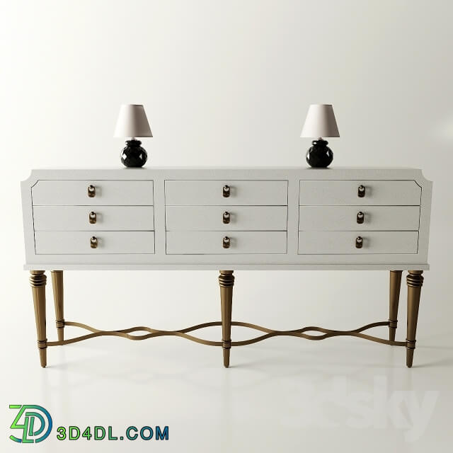 Sideboard _ Chest of drawer - Aubree 6 Drawer Console and Daniela Accent Lamp