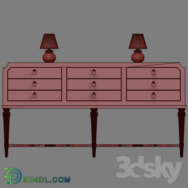 Sideboard _ Chest of drawer - Aubree 6 Drawer Console and Daniela Accent Lamp
