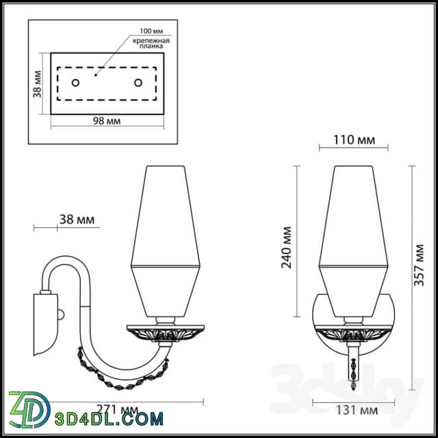 Wall light - Wall bracket ODEON LIGHT 3920 _ 1W FELICIA