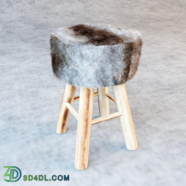 Chair - STOOL with fur _quot_Zara home_quot_