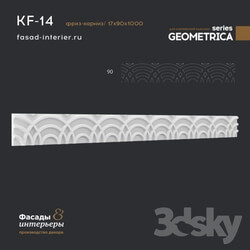 Decorative plaster - Gypsum cornice - KF-14. Dimensions_ 18x90x1000. Exclusive series of decor _Geometrica_. 