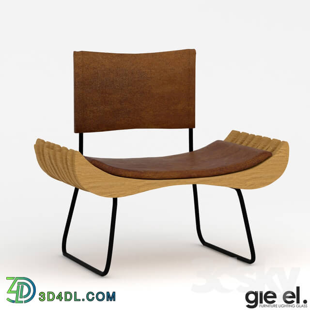 Arm chair - ORGANIQUE wooden armchair on skids FST0280