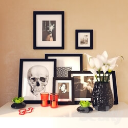 Decorative set - Decor_ set of pictures_ a vase of calla lilies 