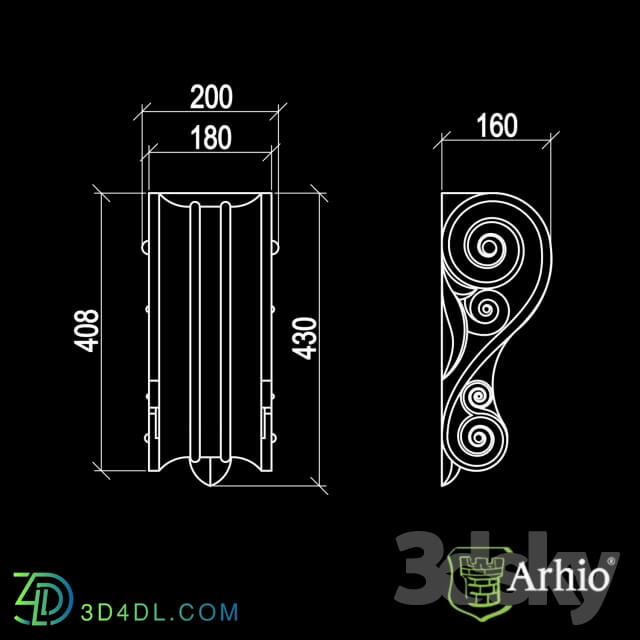 Decorative plaster - bracket AKR43-1