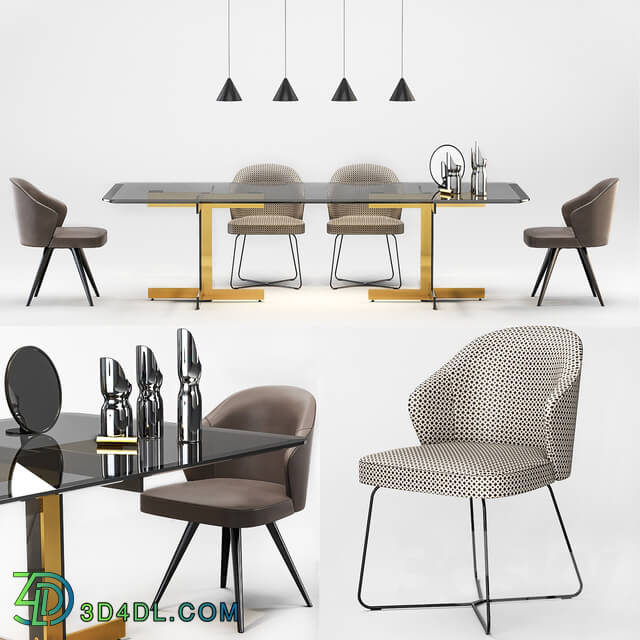 Table _ Chair - Minotti Catlin Dining Table_ Leslie Dining Chairs