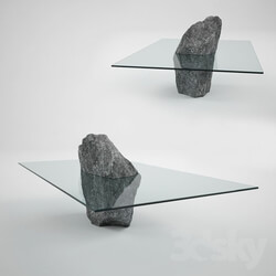 Table - Archipelago II_ minimalistic table made of glass and stone 