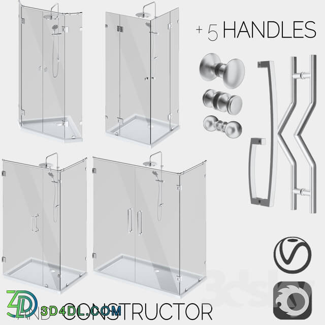 Shower - Angled glass shower cabins_ designer and handle set