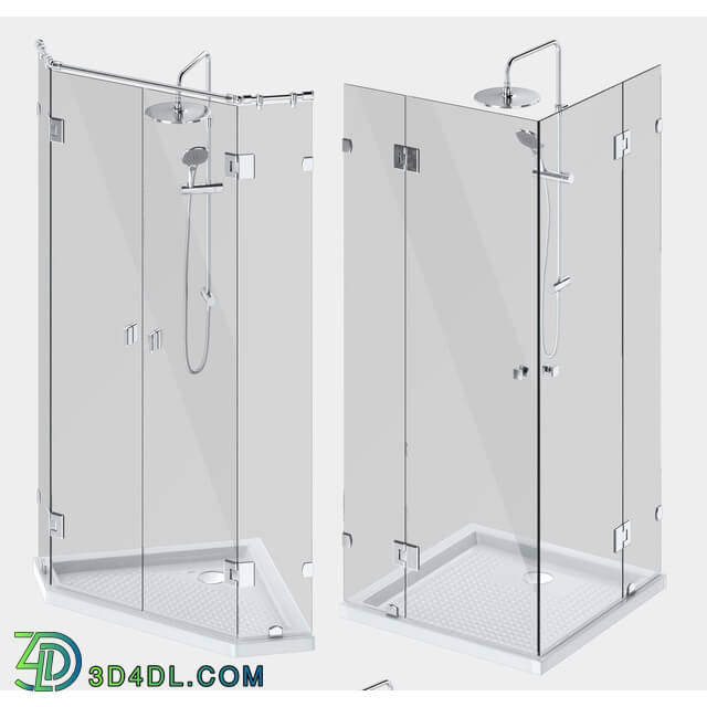 Shower - Angled glass shower cabins_ designer and handle set