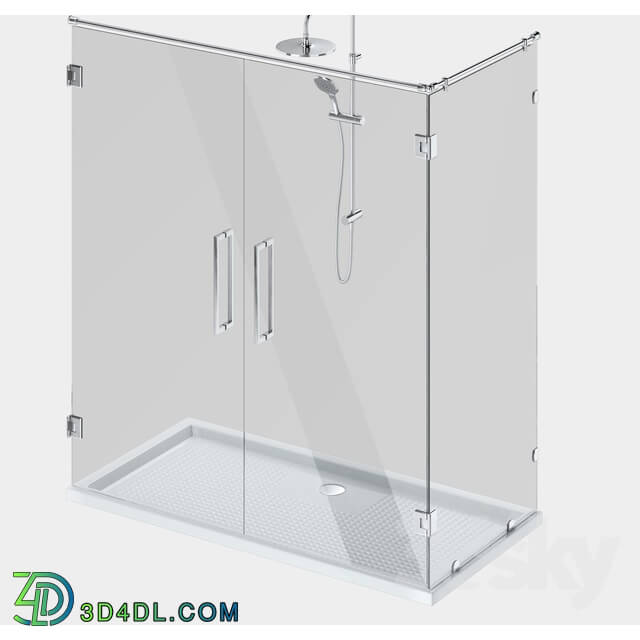 Shower - Angled glass shower cabins_ designer and handle set