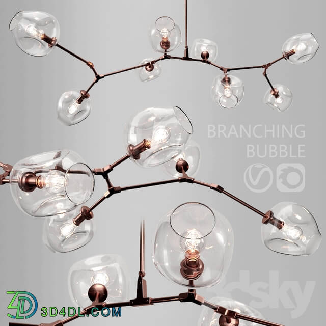 Ceiling light - Branching bubble 8 lamps by Lindsey Adelman Clear_copper