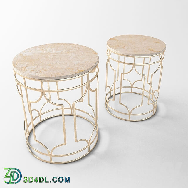 Table - Set of coffee marble tables with gold frame ZARA HOME