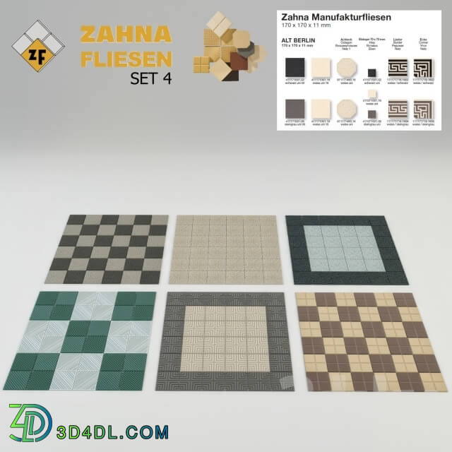 Bathroom accessories - Historical tile Zahna Set 4