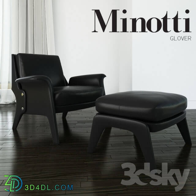 Arm chair - Minotti - glover with ottoman