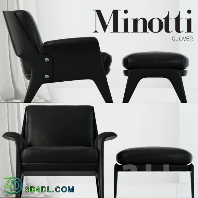 Arm chair - Minotti - glover with ottoman