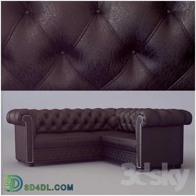 Sofa - Corner sofa Chesterfield Classic Corner Suite Antique Brown