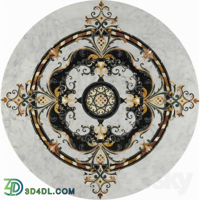 Floor coverings - Collection of round marble rosettes
