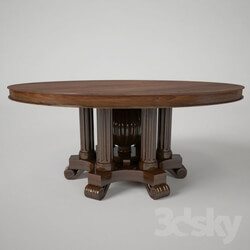 Table - Round table_ wooden sliding 