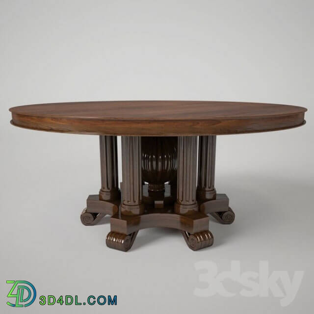 Table - Round table_ wooden sliding