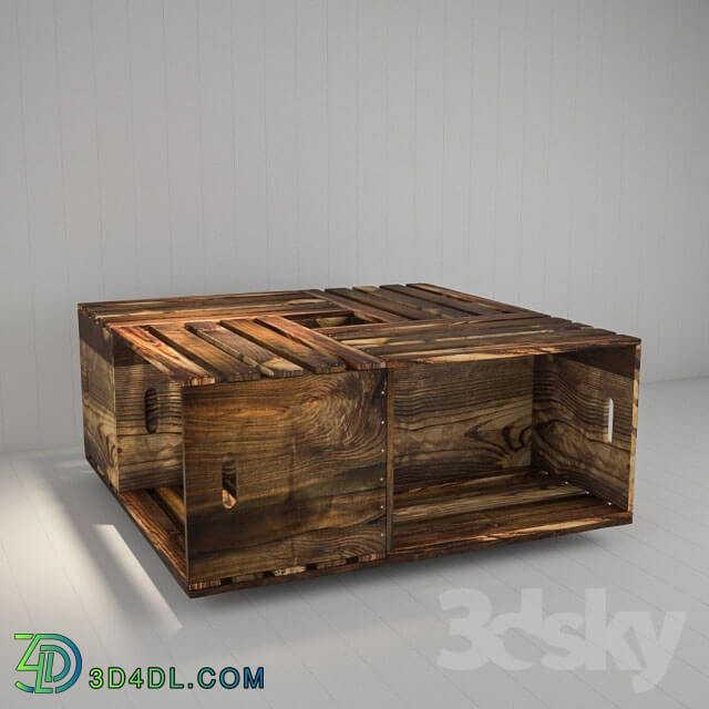 Table - Table of wooden boxes