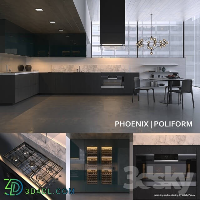 Kitchen - Kitchen Poliform Varenna Phoenix 3 _vray_ corona_