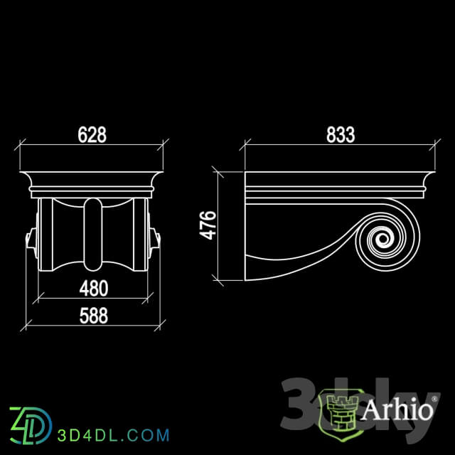 Decorative plaster - bracket AKR47-3