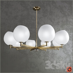 Ceiling light - Brass And Glass Globe Chandelier 